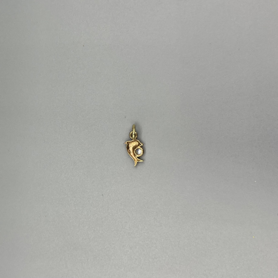 Schattig 14k Gouden Dolfijn Hangertje met Zirkonia