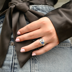 RABINOVICH 83903004 ZILVEREN RING MET KYANIET, TOPAAS EN ZIRKONIA FROSTY BLUE