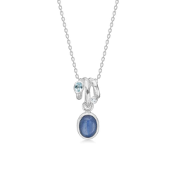 RABINOVICH 83902004 ZILVEREN COLLIER MET HANGER MET KYANIET, TOPAAS EN ZIRKONIA FROSTY BLUE
