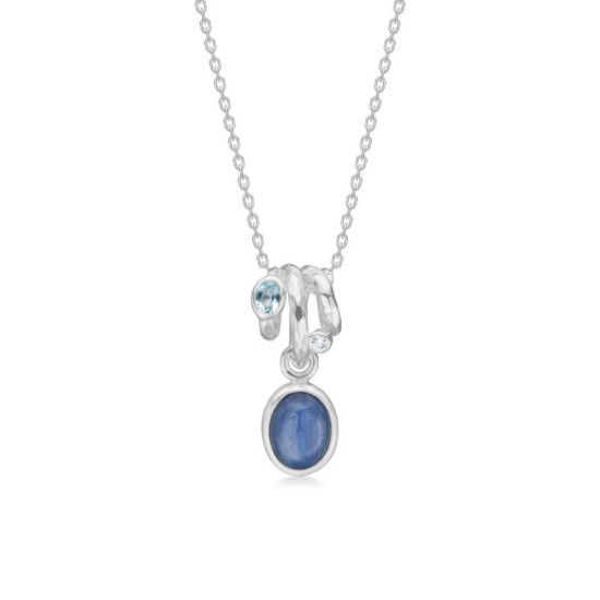 RABINOVICH 83902004 ZILVEREN COLLIER MET HANGER MET KYANIET, TOPAAS EN ZIRKONIA FROSTY BLUE