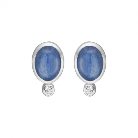 RABINOVICH 83905004 ZILVEREN OORKNOPPEN MET KYANIET, TOPAAS EN ZIRKONIA FROSTY BLUE