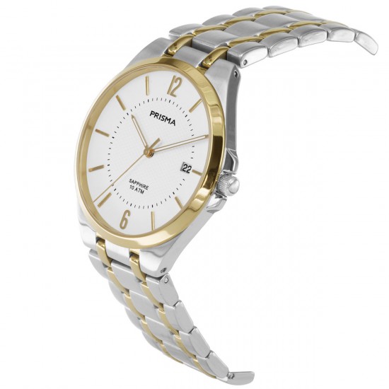HORLOGES - De Prisma P.1267 is een modern en chique horloge. Het horloge  heeft een titanium kast met een witte, duidelijke wijzerplaat en een  titanium bicolor schakelband met klepsluiting.