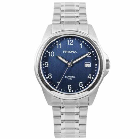 HORLOGES - Dit trendy heren Prisma  horloge beschikt over een quartz  uurwerk en een prachtige zilverkleurige band. De kleur van de rond kast van  dit herenhorloge is goud-zilverkleurig. Het glas van