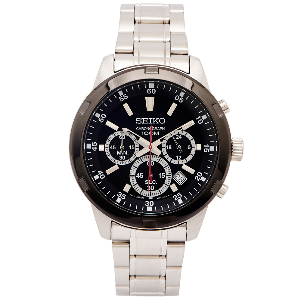 HORLOGES - Dit trendy Seiko herenhorloge beschikt over een quartz uurwerk  en een prachtige zilverkleurige band. De kleur van de rond kast van dit  herenhorloge is goud-zilverkleurig. Het glas van dit horloge